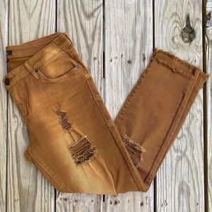 STS Blue Nordstrom Skinny Jeans Destructed Rust Brown Size 28 Step Hem